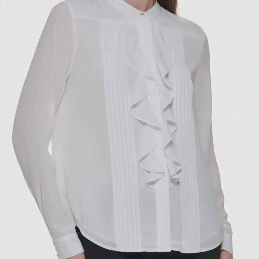 CALVIN KLEIN | Ruffled Blouse | Pirate Fashion | Layers | NWOT - Picture 6 of 6